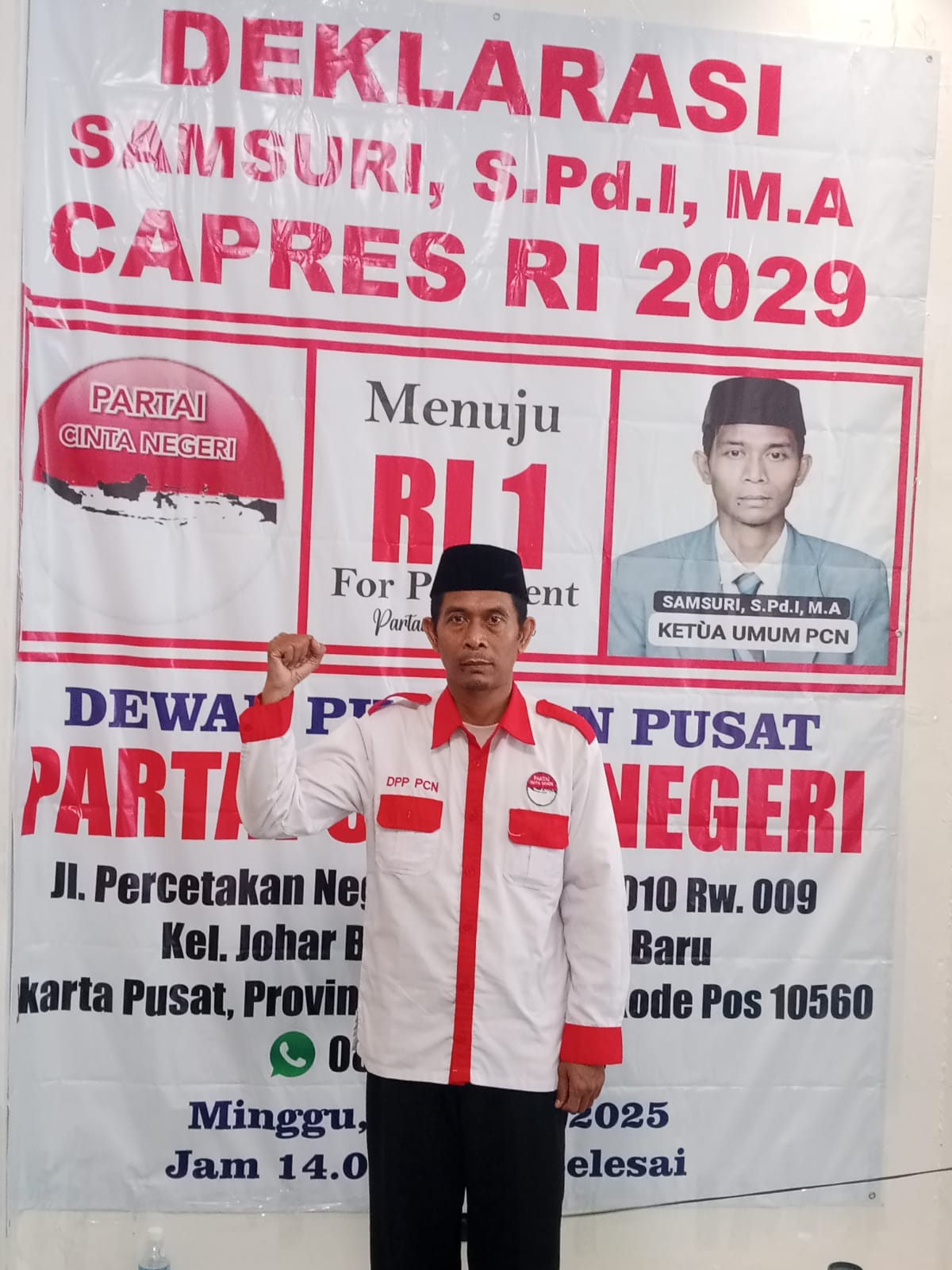 DPP Partai Cinta Negeri Resmi Deklarasikan Samsuri, S.Pd.I, M.À sebagai Capres RI 2029