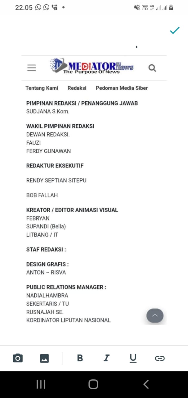 Pimpinan Perusahaan PristiwaNews Mengecam Keras Atas Tindakan Media “Mediator News” Karena Mencatut Persis Formasi Susunan Box Redaksi Miliknya