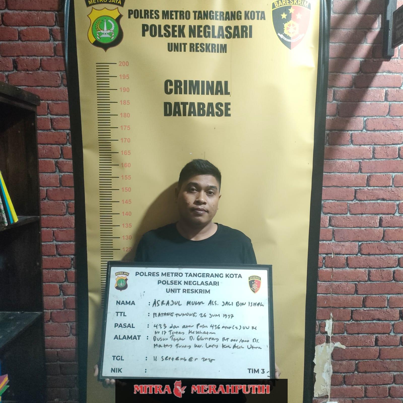 Edarkan Obat Keras Berkedok Kosmetik, Pria Asal Aceh Ditangkap Polsek Neglasari