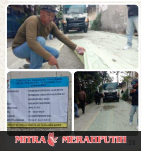 Diduga Ada Kongkalingkong Antara pengawas dan Pihak Ke 3 Proyek Betonisasi Dinas Perkim Dapat Sorotan LSM