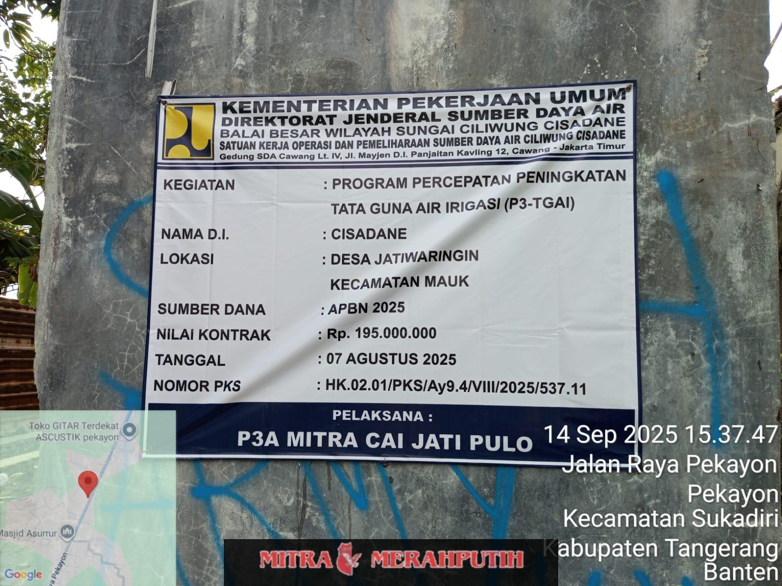 ‎Warga Pertanyakan Giat Proyek P3A Mitra Cai Jati Pulo di Wilayah Desa Pekayon‎