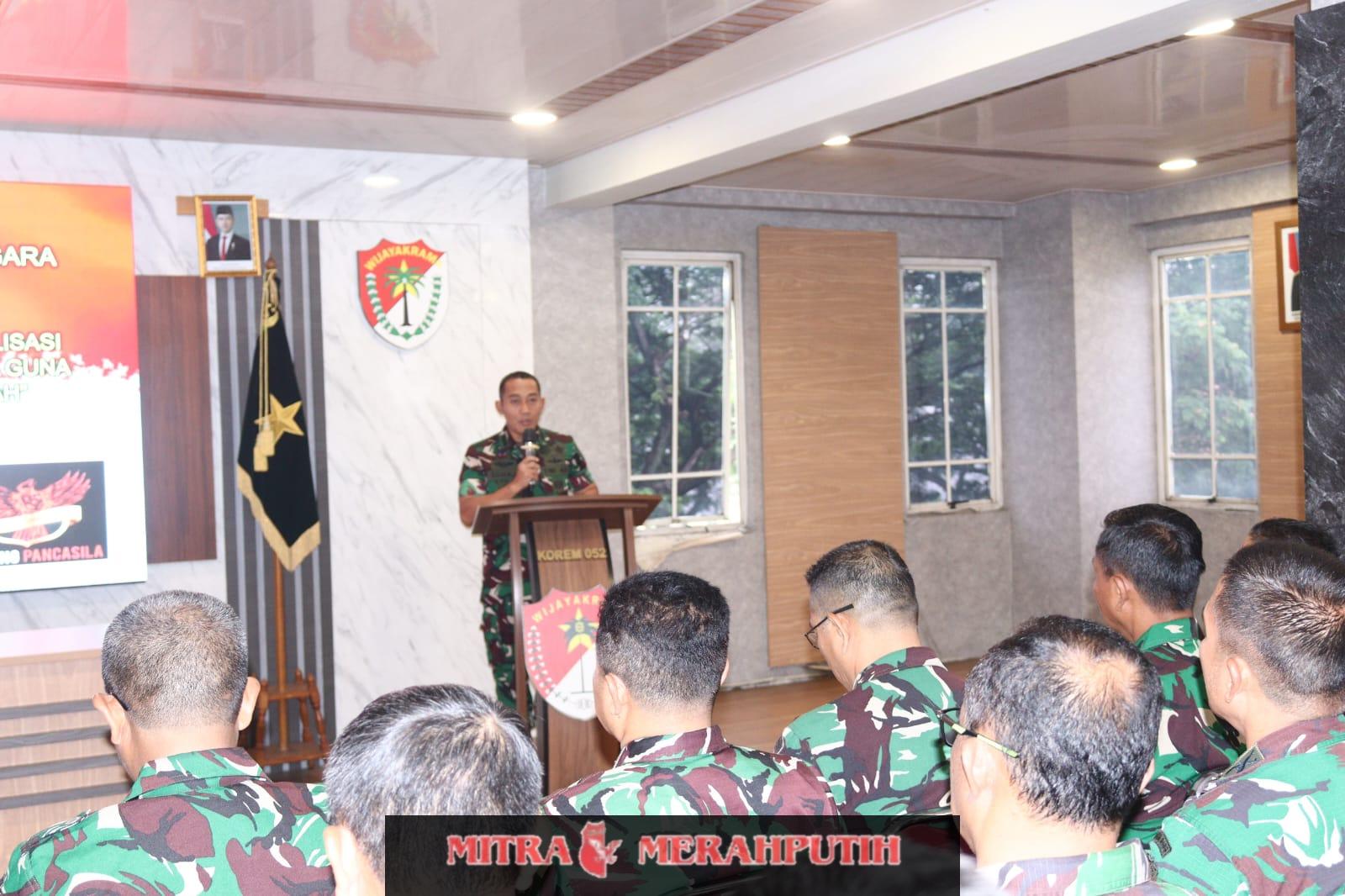 Korem 052/Wkr Gelar Pembinaan Falsafah Hidup Berbangsa dan Bernegara
