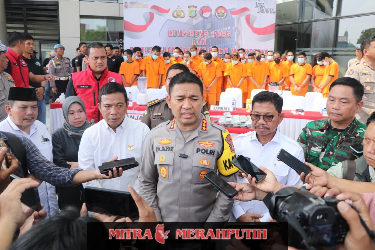 Polres Metro Tangerang Kota Musnahkan Barang Bukti Narkotika dan Deklarasikan Anti Narkoba