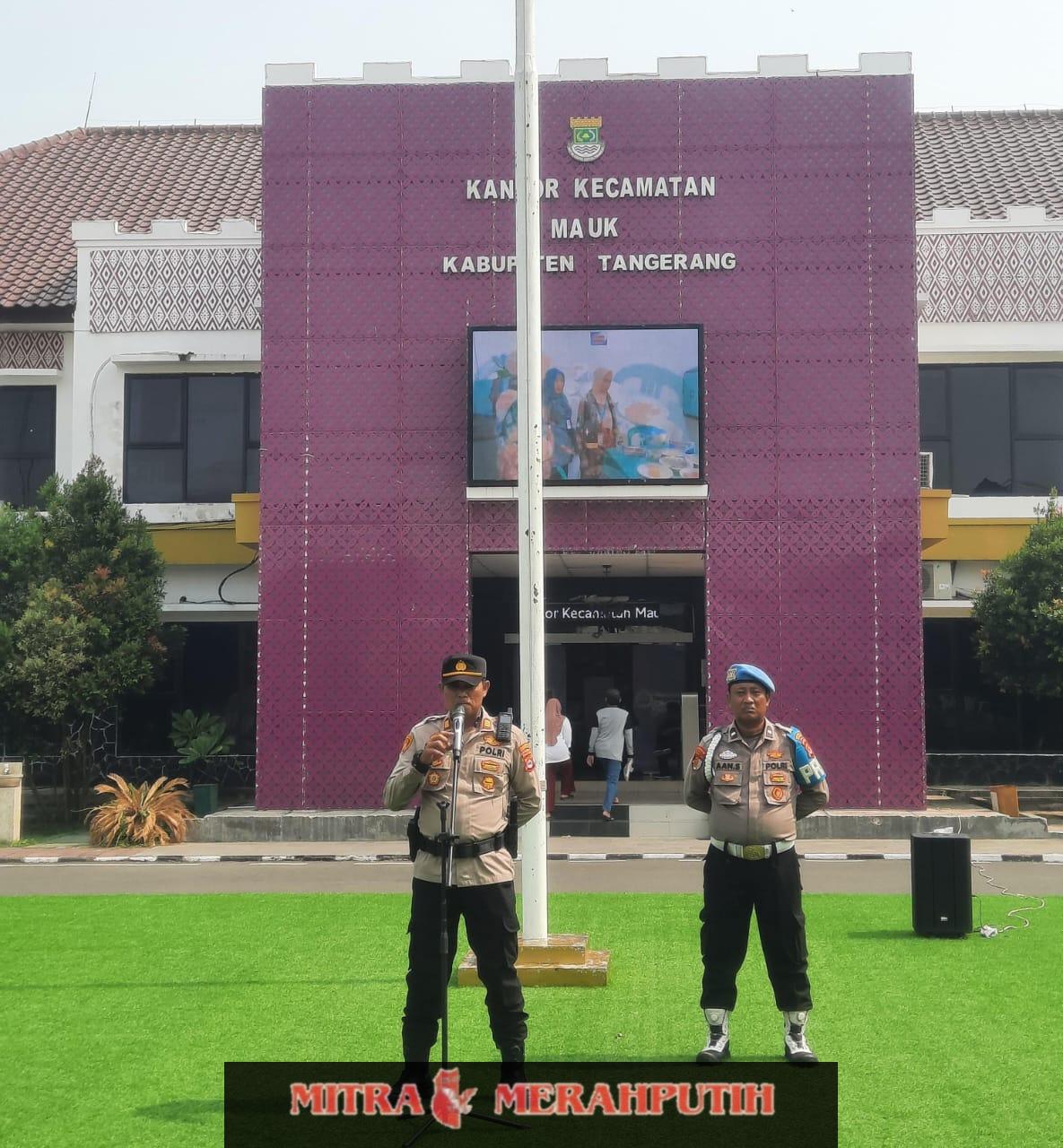 Masuki Musim Penghujan, Polsek Mauk Polresta Tangerang dan Forkopimcam Gelar Apel Kesiapsiagaan Bencana