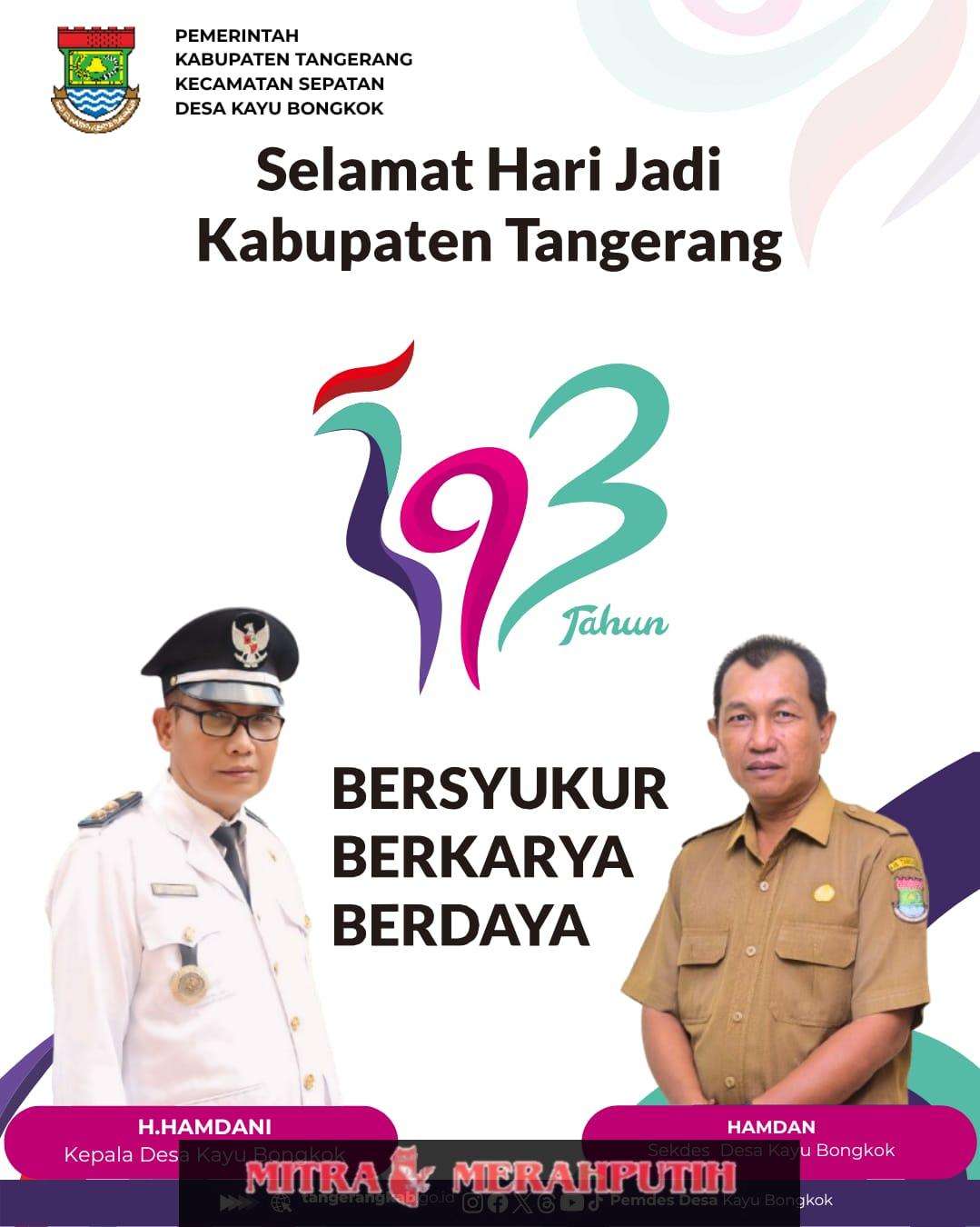Kepala Kayu Bongkok’ Mengucapkan Selamat Hari Jadi Kabupaten Tangerang ke 393 tahun ” Bersyukur, Berkarya, Berdaya