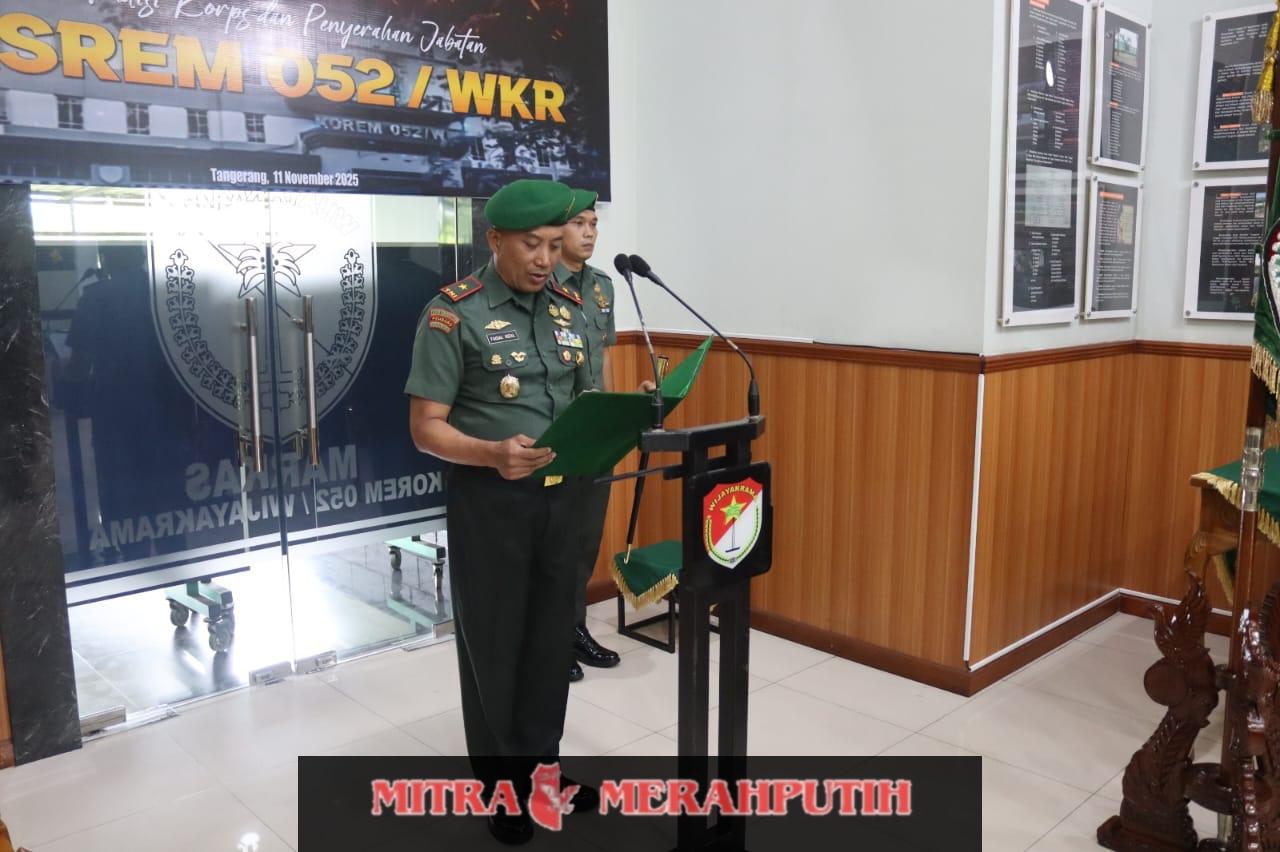 Danrem 052/Wijayakrama Pimpin Acara Penyerahan Jabatan Kasrem 052/Wkr