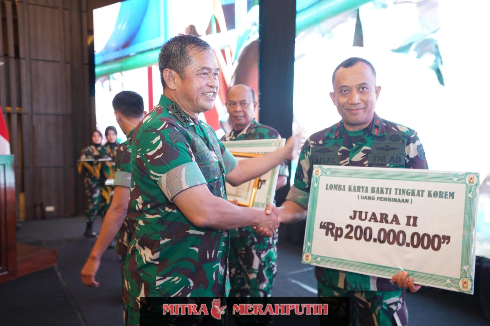 Korem 052/Wijayakrama Raih Juara Kedua Lomba Karya Bakti Tingkat Korem Jajaran TNI AD