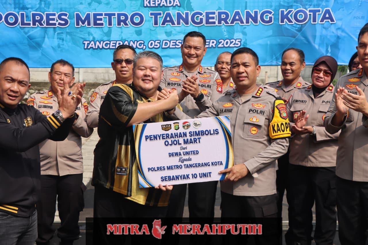 Polres Metro Tangerang Kota Terima 10 Ojol Mart dari Dewa United, Perkuat Sinergi dengan Pengemudi Ojol